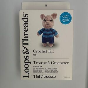 Loops & Threads Crochet Kit - Pig with Blue and Pink Colors